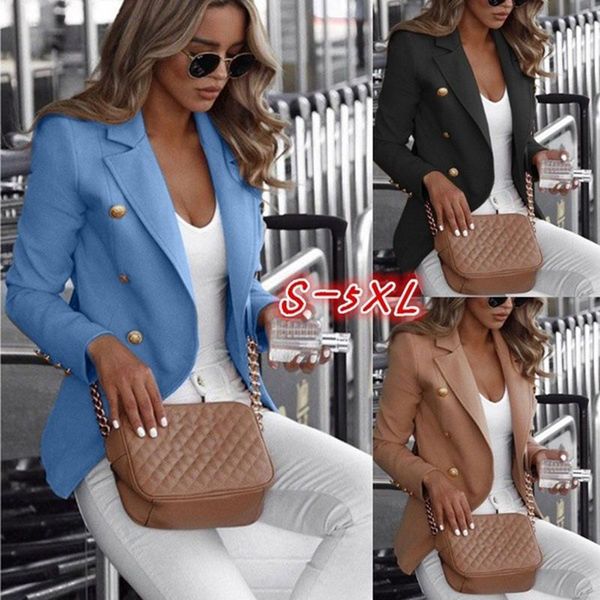 

plus size women long sleeve button blazer work jacket coat outwear suit buttons slim open stitch blazers jacket spring, White;black