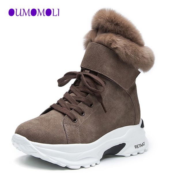

quality new woman boots genuine leather round toe ankle boots thick heel platform wedge shoes woman female boots 2019 winter, Black