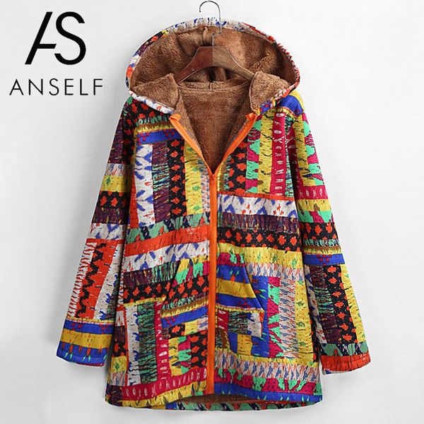 

vintage long hooded cotton coat women plus size zipper pockets fur lined wind coat retro robe outwear casual jacket women 5xl, Black