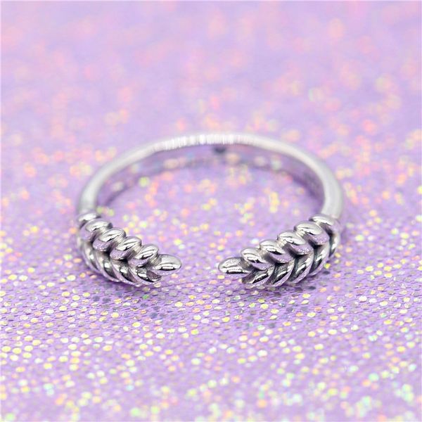 

wholesale- grain ring 925 sterling silver plated 18k gold smart wheat ears for pandora jewelry with original box ladies ring, Slivery;golden