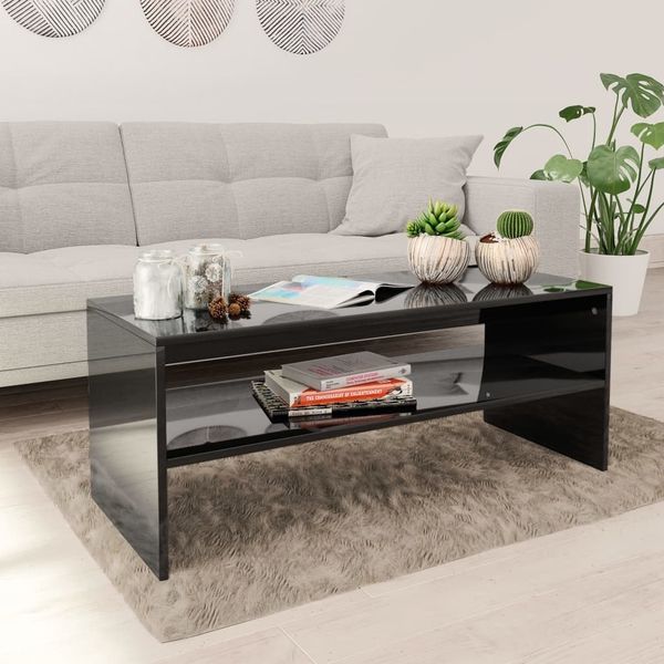 

coffee table gloss black 100 x 40 x 40 cm agglomerated dining room furniture