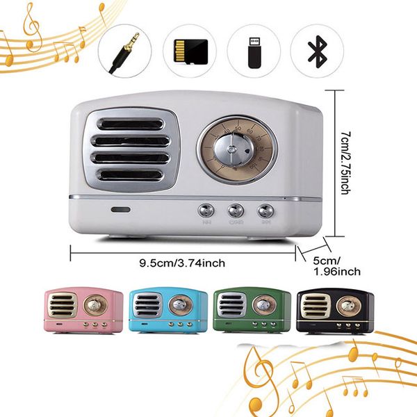 

portable hm11 retro mini wireless bluetooth speaker 3d stereo surround hifi sound effects bass music player gift support tf usb aux