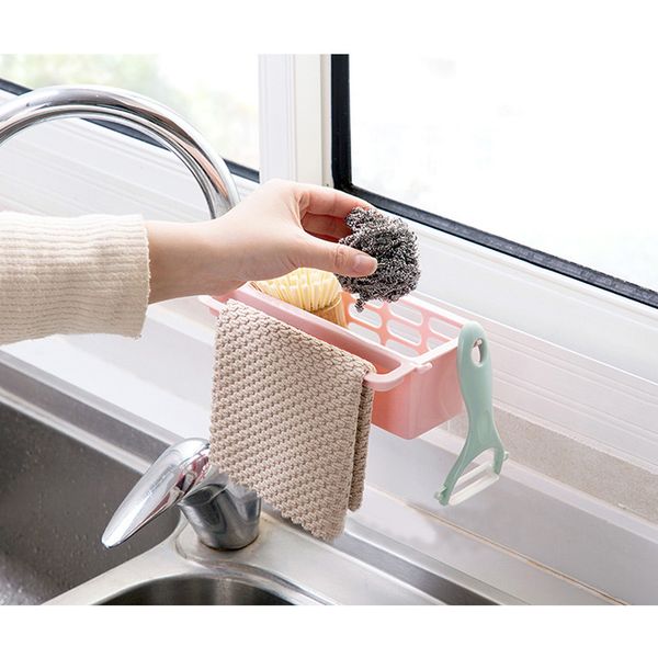 

drain rack water faucet sink sponge soap rag storage shelf holder home kitchen tool adjustable lsf99