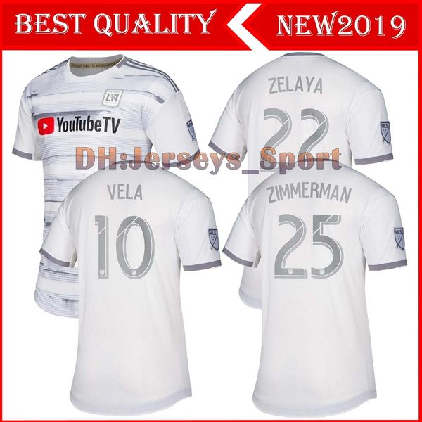 

mls 2019 los angeles fc away white soccer jersey 2019 los angeles fc lafc soccer shirt customized # 10 vela football uniform sales, Black;yellow