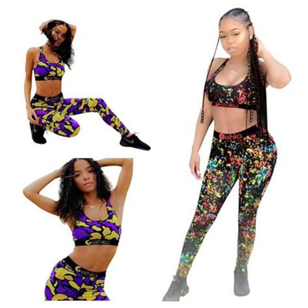 

ethika women bra tracksuit sleeveless bras vest + pants legging 2 piece set summer outfits fitness women 2 pcs ethika sportswear ethika set, White