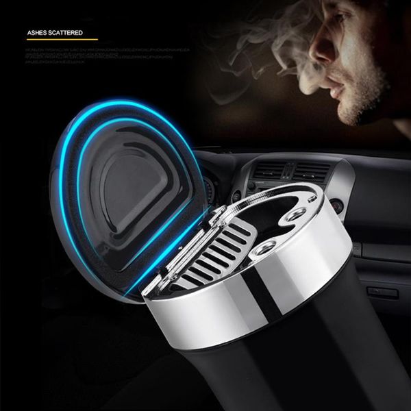 

universal car compass with led light portable stainless steel creative flame retardant ashtray auto truck accessories interior