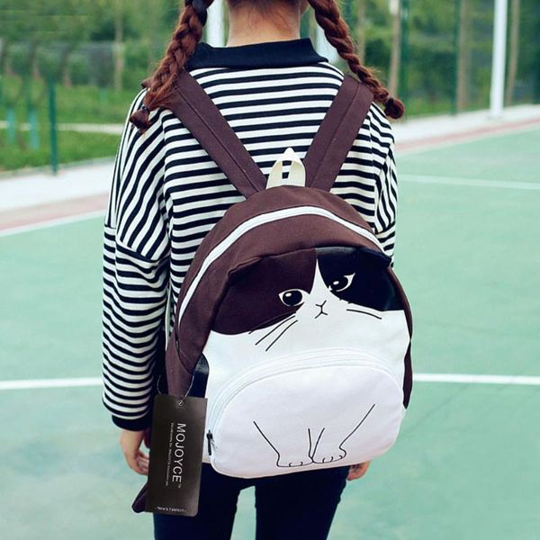 

lovely cat printing backpack women canvas school bags for teenager ladies casual fashion cute rucksack bookbags mochila feminina