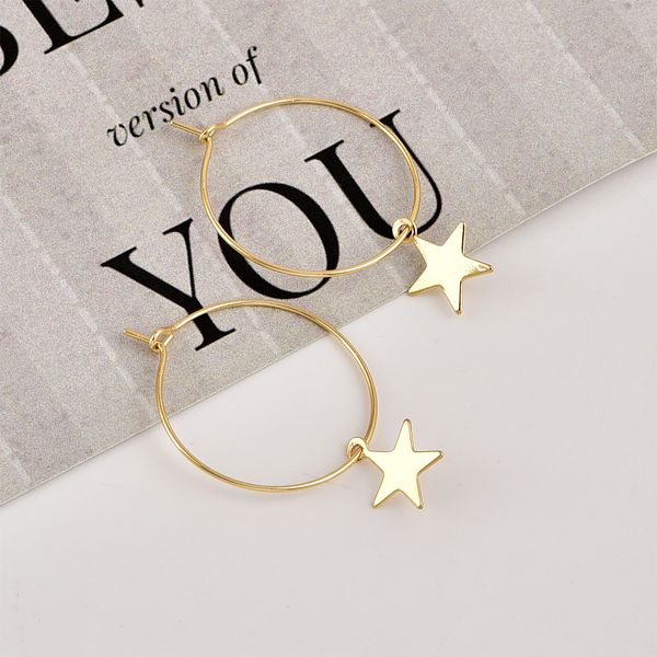 

new personality simple pentagram earring female earring metal star dangle earrings for women girl trendy jewelry, Golden;silver