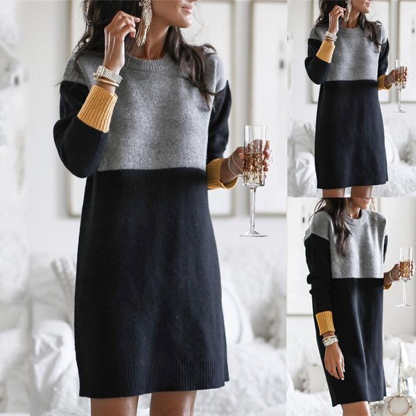 

new women sweaters plus size pullovers winter pullover plus size patchwork sweater knitted long blouse y801, White;black