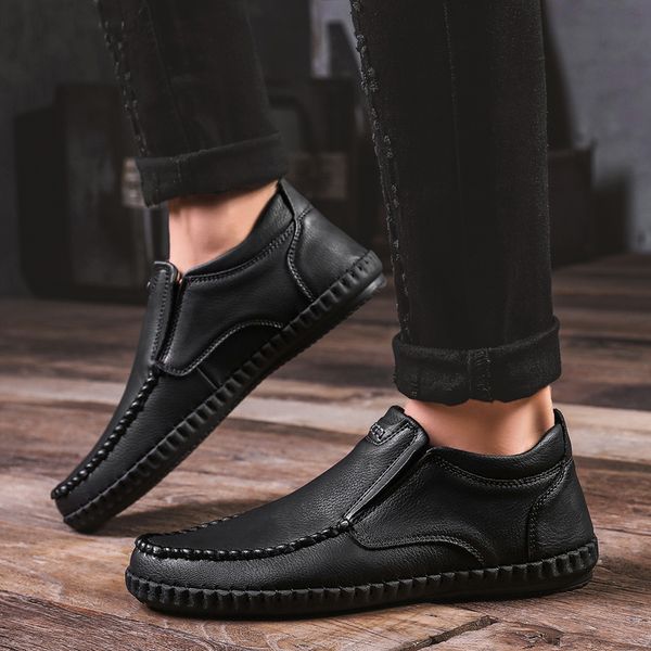 

клаиекие мђжкие апоги зимние плеве епле негођп slip-on вокое кае, Black