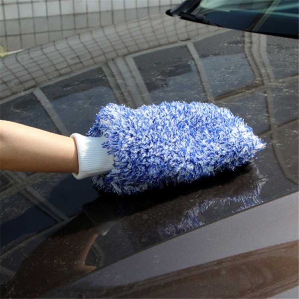 

car wash mino-scratch absorbent long plush microfiber car washing glove wet and dry use cleaning clean glove