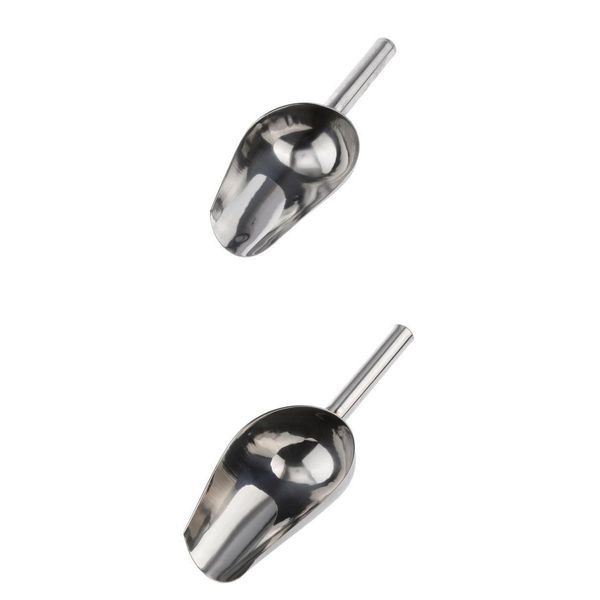 

2pcs stainless metal ice scoop party sugar flour buffet goods bin bar shovel