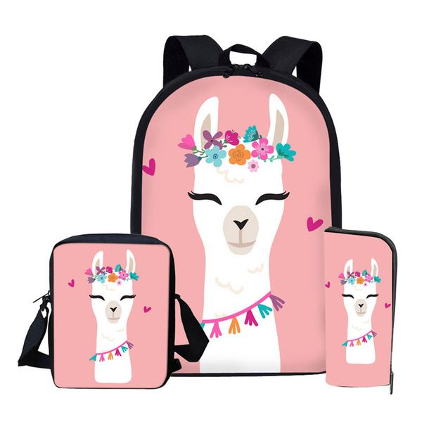 

kids backpack alpaca lama glama school bags set for teen boys girls student schoolbag cute primary children bookbags mochila