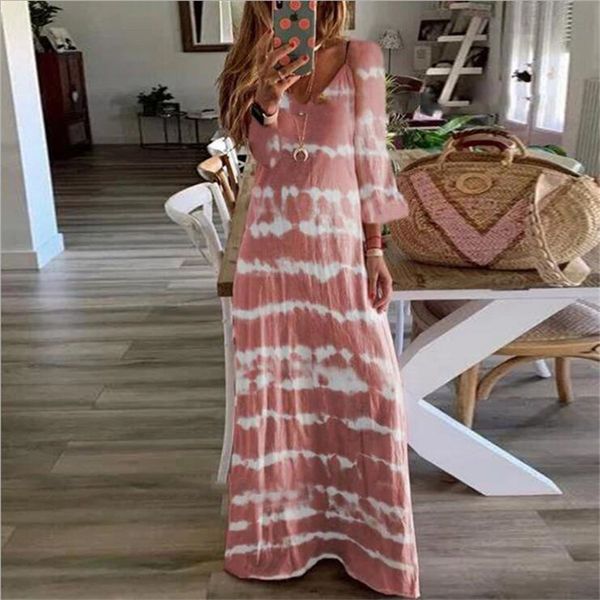 

women casual dress patchwork design v-neck long sleeve print long dress fashion lady autumn loose streetwear a-line, Black;gray