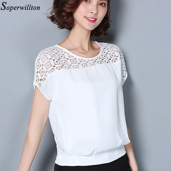 

women lace blouse white female chiffon shirt summer 2019 short sleeve blusa feminina hollow ladies blouse plus size g2