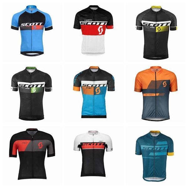 

2020 scott team cycling short sleeves jersey the new men summer quick dry breathable compressed bicycle jersey practical 91934x, Black;red