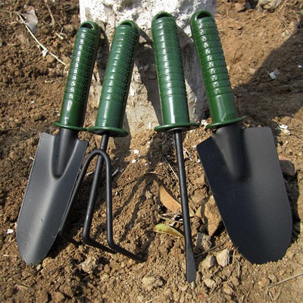 

4pcs mini shovel rake spade diy gardening tools set flower weeding bonsai tools plastic handle handmade for garden supplies