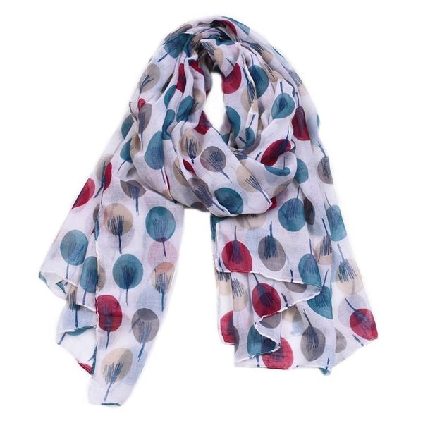 

175x92cm women beach sunproof voile long scarf lightweight head wrap blanket colorful polka dot sketch tree printed hijab shawl