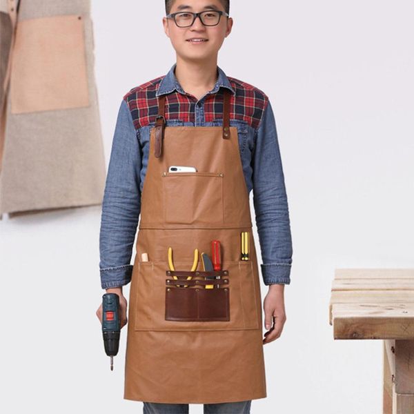 

adjustable waxed canvas apron with pockets wear resistant working tool