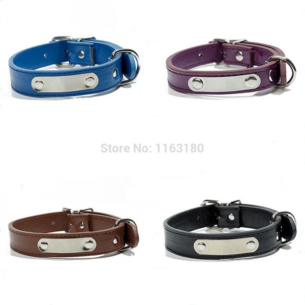 

600pcs/lot personalized engraved dog collar custom leather puppy cat pet collars id tag for for small medium dogs ing