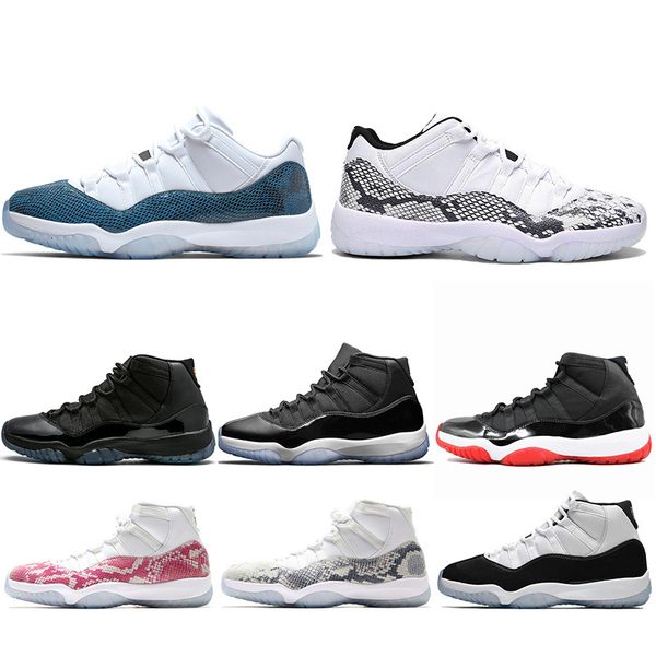 

new 11 navy pink snakeskin 11s concord 45 men basketball shoes bred space jam cap and gown mens trainer sports sneakers online sale, Black