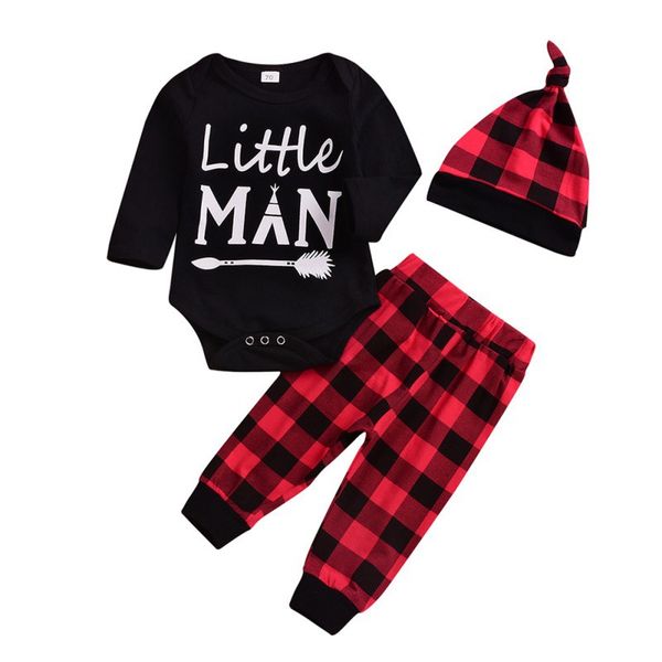 

infant clothes baby clothes girls boys romper jumpsuit pants plaid trousers hat long sleeve outfits set 0-24m new1, White