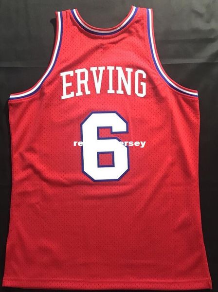 

julius erving #6 sewn hardwood classic red vintage jersey mens vest size xs-6xl stitched basketball jerseys ncaa, Black;blue