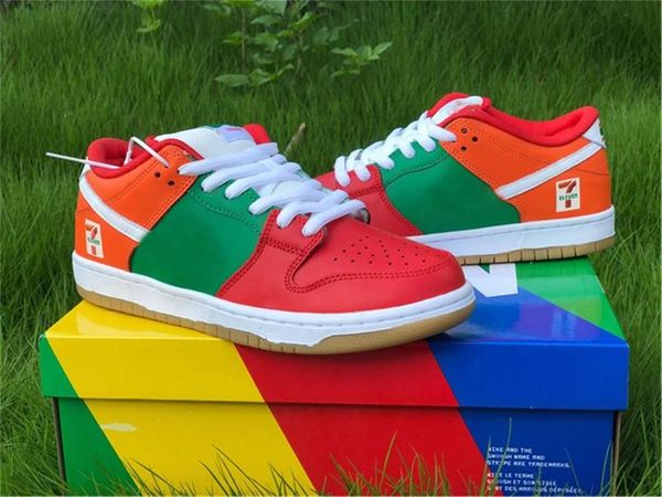 

новый аутентичные 7-eleven х sb dunk low кроссовки mens женщин красный зеленый оранжевый скейтбординг обувь кроссовки токио предельное с ори