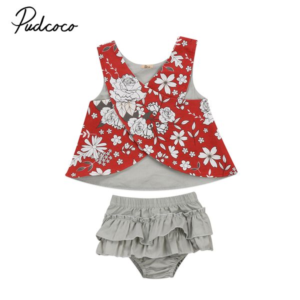 

cute newborn baby girls clothing set infant red sleeveless vest soft cotton gray shorts outfits set summer casual clothes, Pink;blue