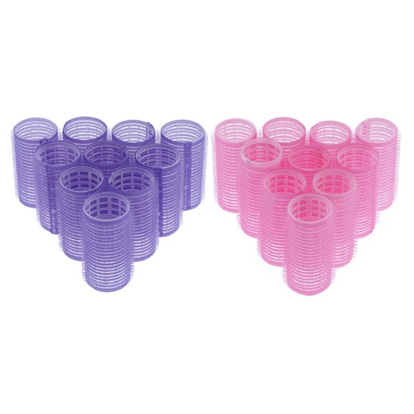 

20pcs plastic hair roller curling curls hairdressing curlers +pink
