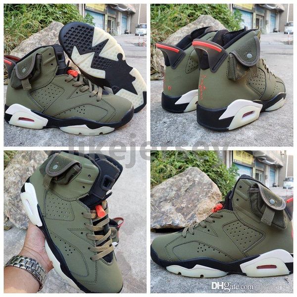 

travis scotts 6 mens basketball shoes 6s 3m ts olive green cactus jack pocket chaussures designer sneakers size 40-47