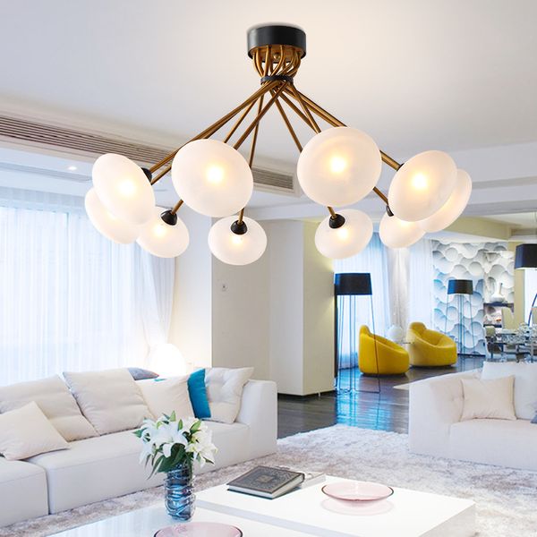 Nordic Creative Led Ceiling Lamp Living Room Ceiling Lights Bedroom Lights Modern Simple Crystal Lamps Kitchen Ceiling Lighting Glass Hanging Lights