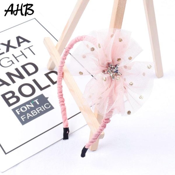 

ahb fashion glitter star headbands for girls summer organza bows with gold dot anti-slip hairband hair hoop hair accessories, Slivery;white