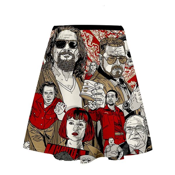 

2019 pretend the big lebowski digital printing 3d half body skirt, Red;white