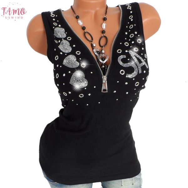

дамы женщины горячие drill партии top zipper рукавов жилет майка блуза женская streetwear tank tops et chemisier femme, White