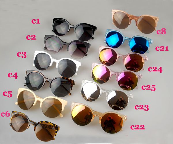 

Luxury de igner ungla e fa hion brand women ungla e for woman round half frame cat eye vintage ungla e 52104