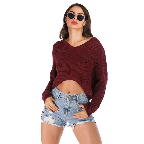 

Autumn winter women sweaters and pullovers korean style long sleeve casual crop sweater loose solid knitted jumpers sweater mujer YY6132
