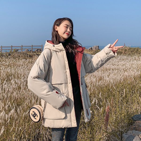 

women winter warm coat female autumn hooded basic jacket outerwear, Black
