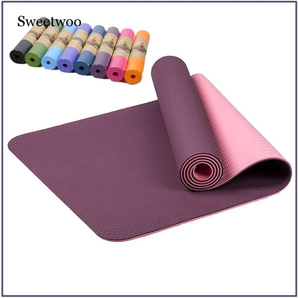 

6mm tpe non-slip yoga mats for fitness tasteless brand pilates mat 8color gym exercise sport mats pads with yoga bag strap