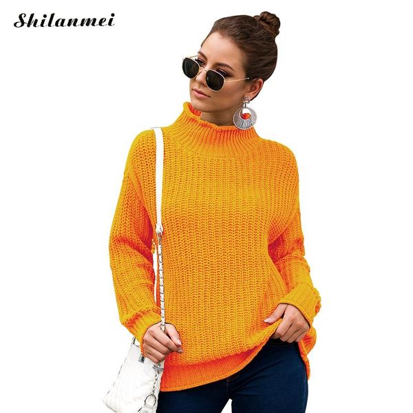 

women sweater turtleneck autumn winter knitwear solid causal jumper pull femme sweater 2019 fashion long sleeve yellow pullover, White;black