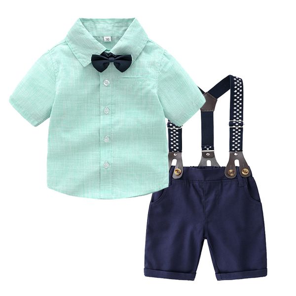 

2019 new arrivals infant baby boys gentleman bow tie t-shirt +stars shorts overalls outfits gh, White