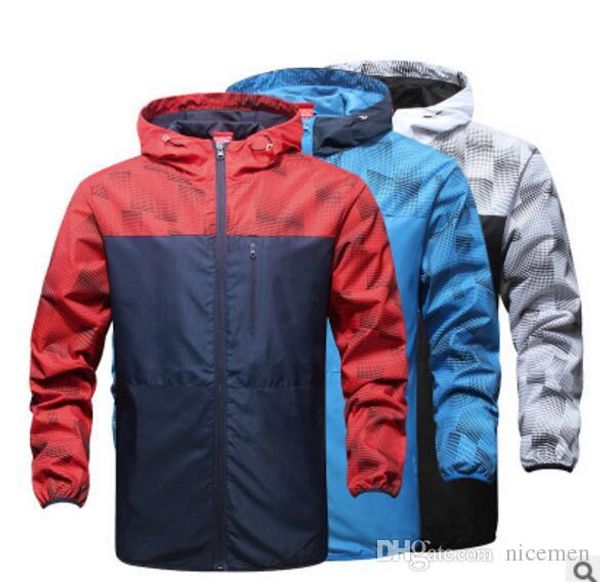 

wholesales new arrival style fashion monolayer sport coats male windcheater jackets windbreaker hooded movement male thin coat cardigan, Black;brown