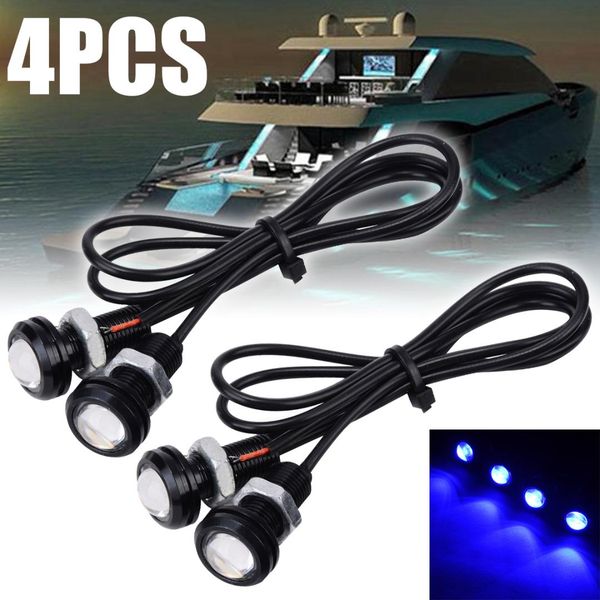 

4pcs/set blue led boat light waterproof outrigger spreader transom under water troll signal light 300lm 10w power boat lamp