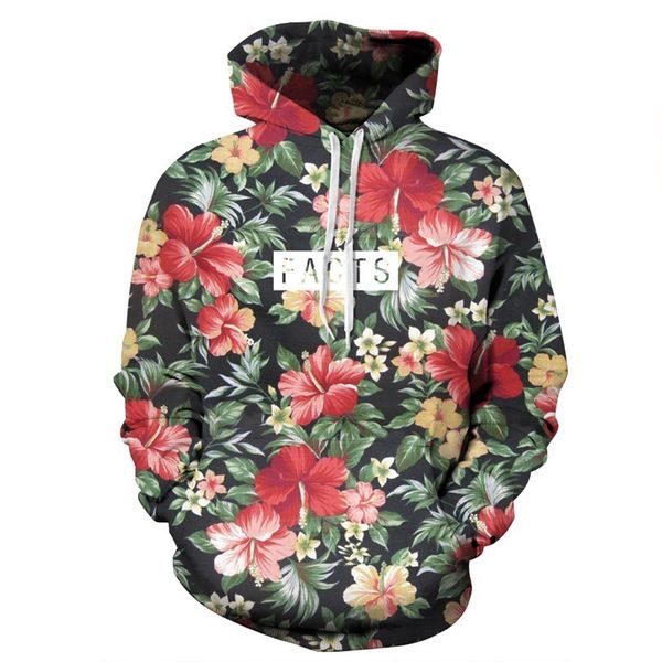 

men women 3d print floral flowers hooded letters facts hoodies all over printed outfit streetwear clothing dropship hoody, Black