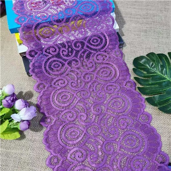 

3yard / серия e1227-1 ширина 21см украшения большие и маленькие кружевные ткани цвета широкий эластичный шнурок уравновешивания с diy ремесе, Black