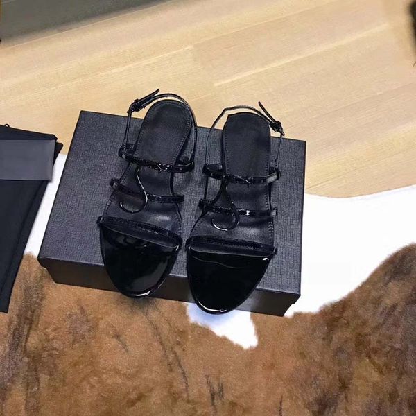 

Designer Women Colorful Heels Sandals Top Quality T-strap High-heeled Pumps 6 Colors Ladies Patent Leather Dress Single Shoes