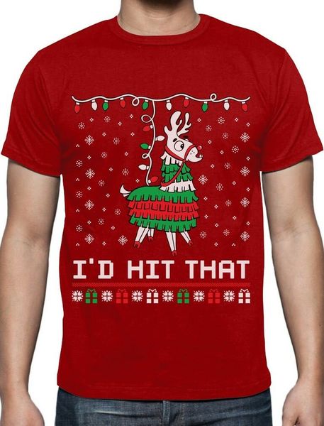 

llama pinata ugly christmas sweater i'd hit that t-shirt cinco de mayocartoon t shirt men fashion tshirt ing, White;black