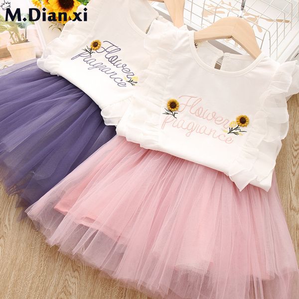 

clothing sets toddler clothes 2 piece girl set t shirt dress summer kids child girls 3 to 7 years dresses party outfits, White