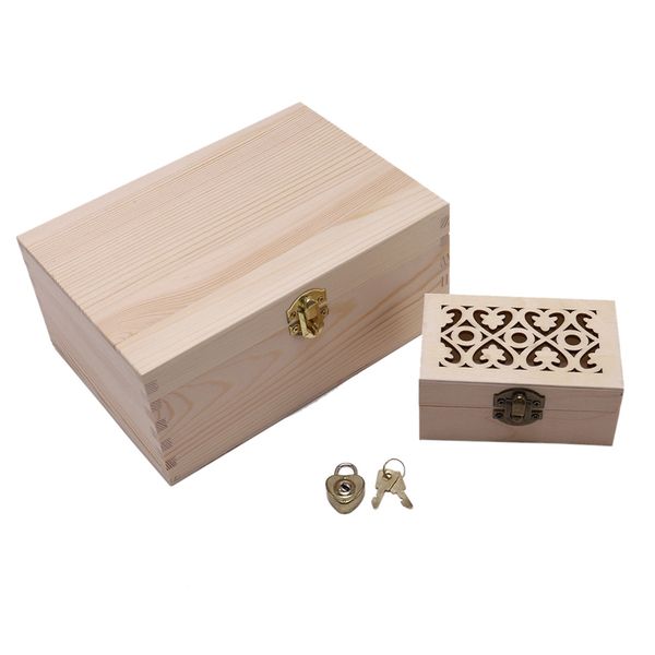 

wooden box retro with lock deskstorage finishing student gift packaging small box, Pink;blue