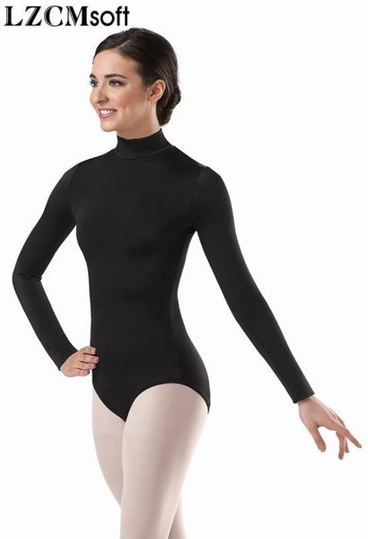 

lzcmsoft women long sleeve high neck leotards white ballet dance leotards gymnastics lycra spandex dancewear ballerina costumes, Black;red